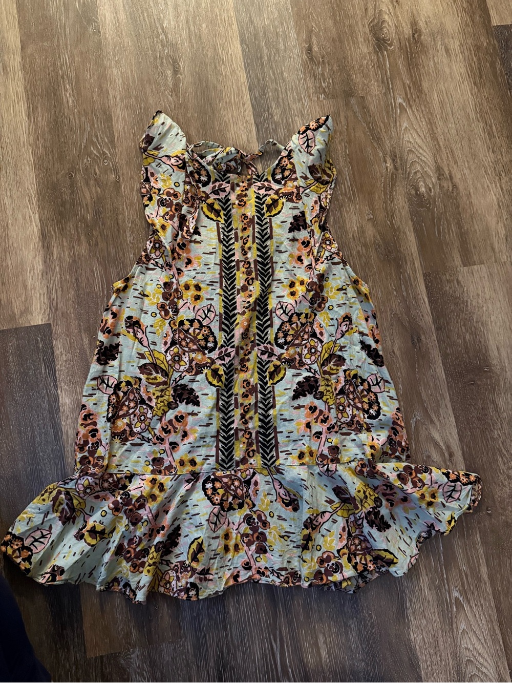 Free People Floral Ruffle Top/Dress in Light Blue, Yellow, Pink